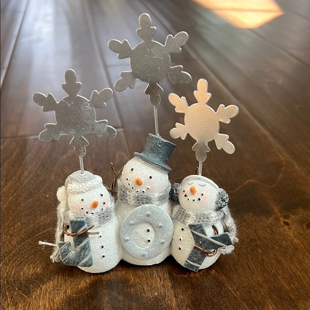 Festive Snowman Trio with Silver Accents